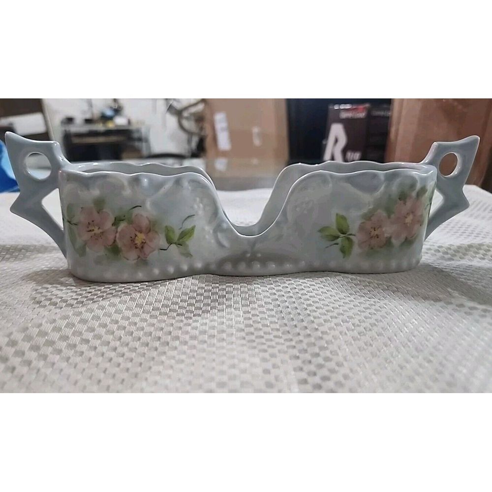 Signed Handpainted‎ Double Spoon Holder vintage